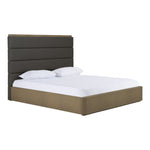 Eastern King Lois - Modern Grey Leather & Beige Shagreen High Headboard Bed by VIG Furniture - View 2