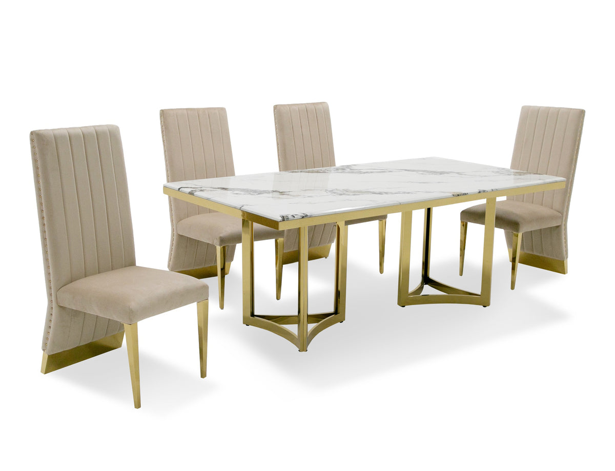 Loomis - White Marble & Gold Dining Table by VIG Furniture - View 2