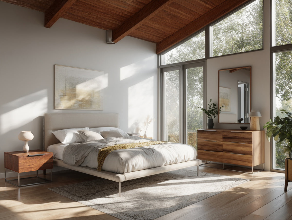 Bergeron - Contemporary Cream Woven Fabric Bed by VIG Furniture - View 9