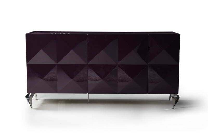 Versus Eva Purple Lacquer 3-Door Buffet by VIG Furniture - View 1