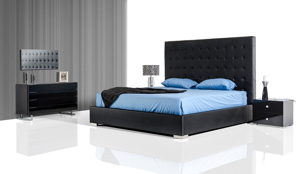 Eastern King Lyrica - Black Leatherette Tall Headboard Bed by VIG Furniture - View 1