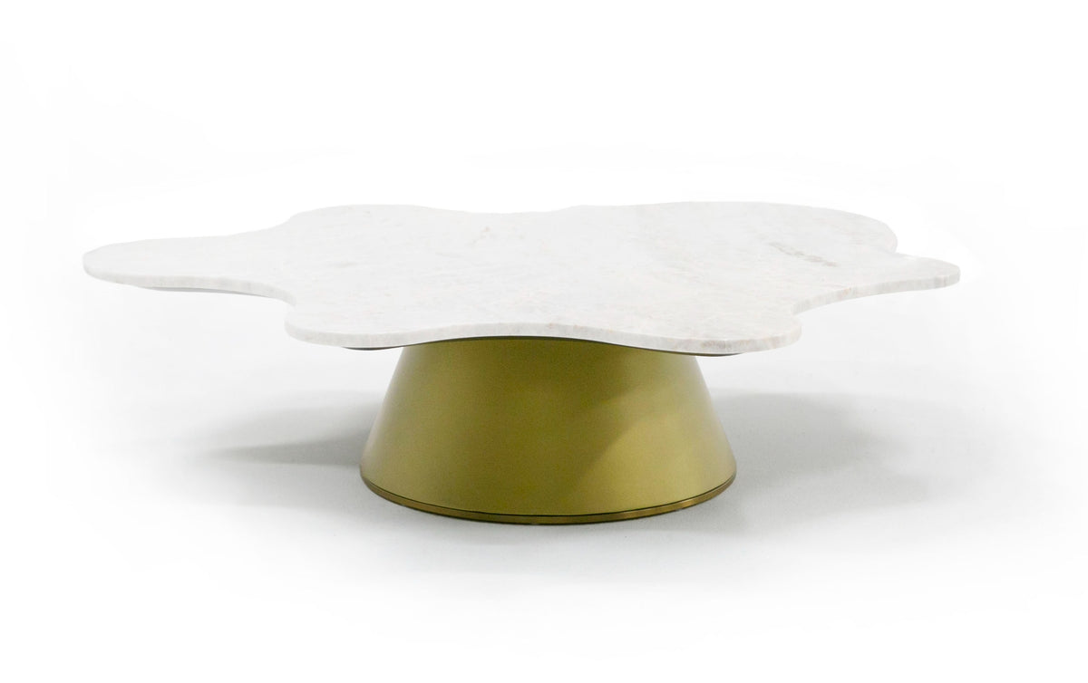 Gabbro Low - Glam White Marble and Gold Coffee Table by VIG Furniture - View 2