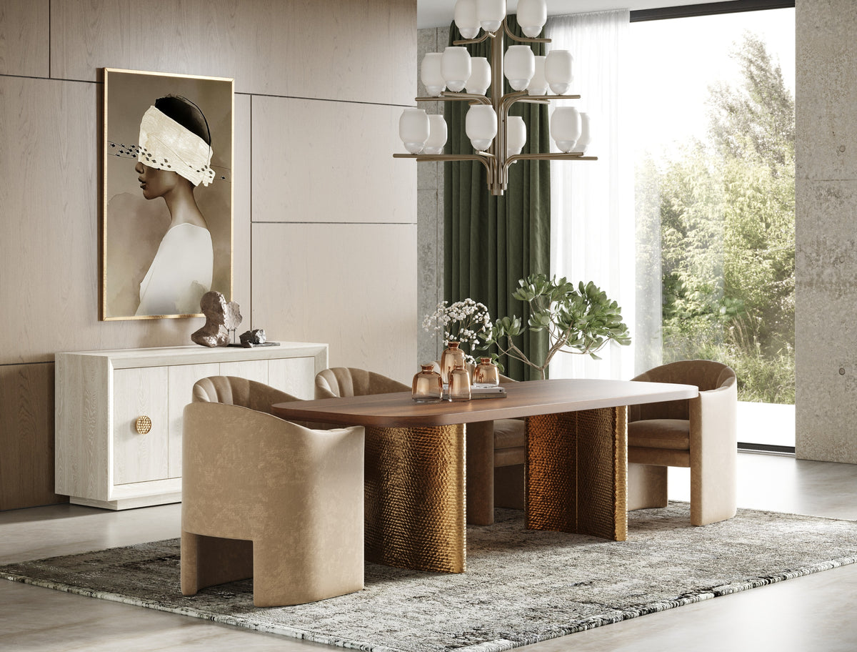 Marjorie - Modern Walnut + Brushed Gold Rectangular Dining Table by VIG Furniture - View 5