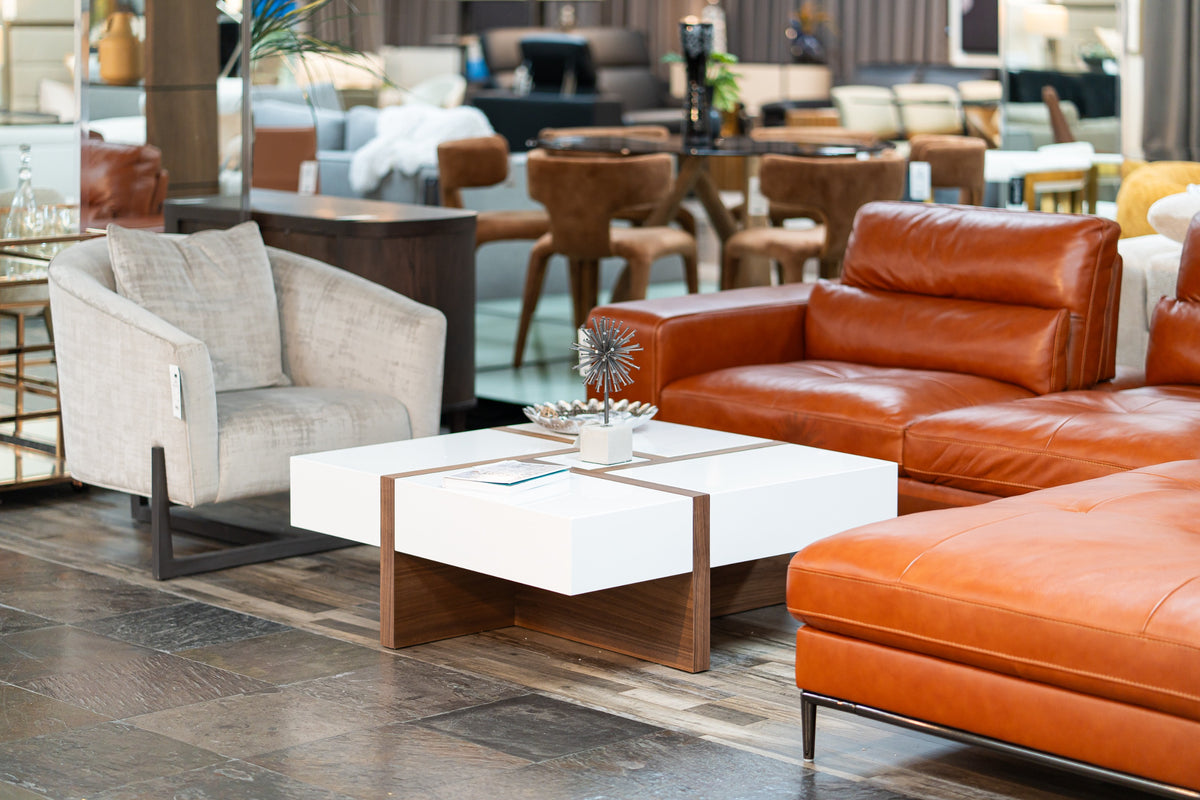 Makai Modern White & Walnut Square Coffee Table by VIG Furniture - View 6
