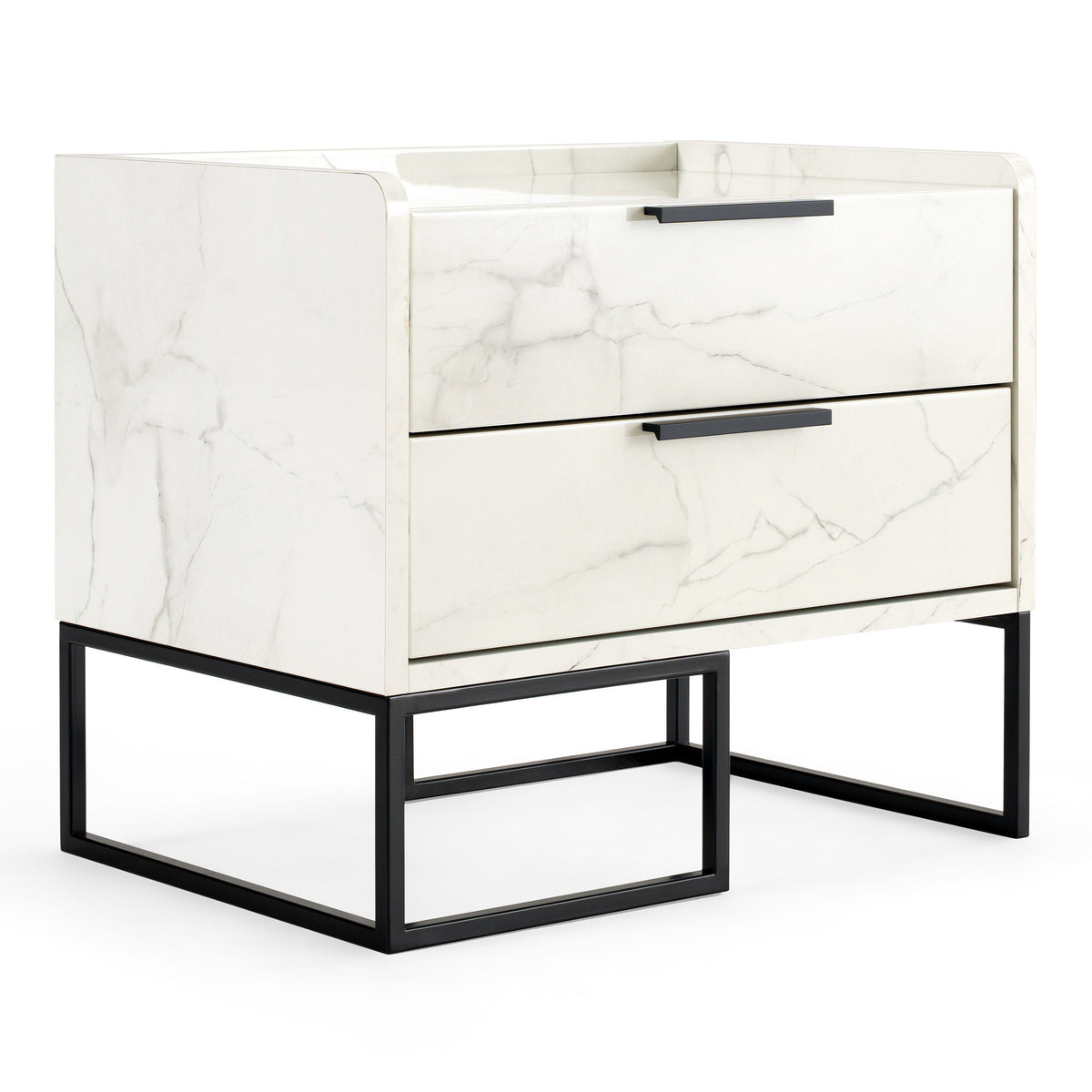 Eastern King Marbella - Italian Modern White Faux Marble 4-Piece Bedroom Set
