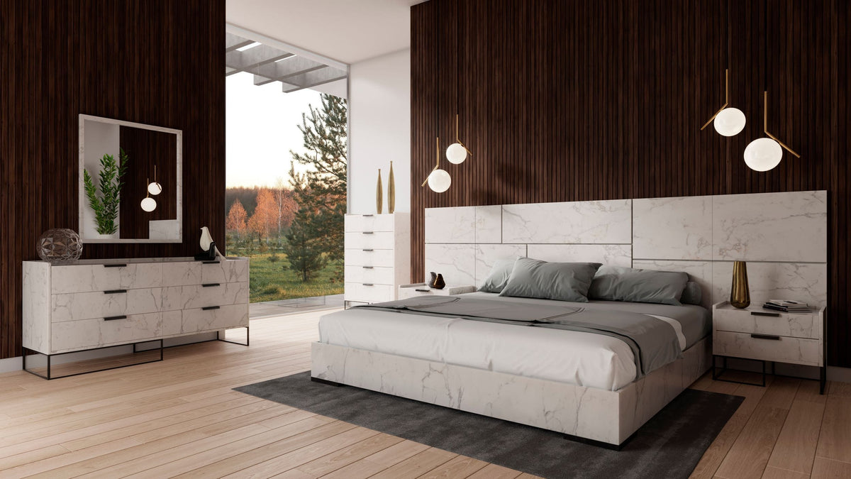 Califonia King Marbella - Italian Modern White Marble Bed Set by VIG Furniture - View 1