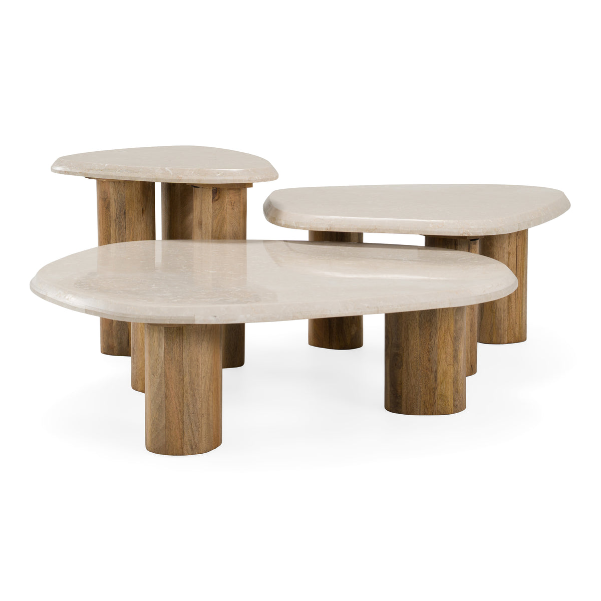 Marlin - Modern Marble + Mango Wood Nesting Table Set by VIG Furniture - View 1