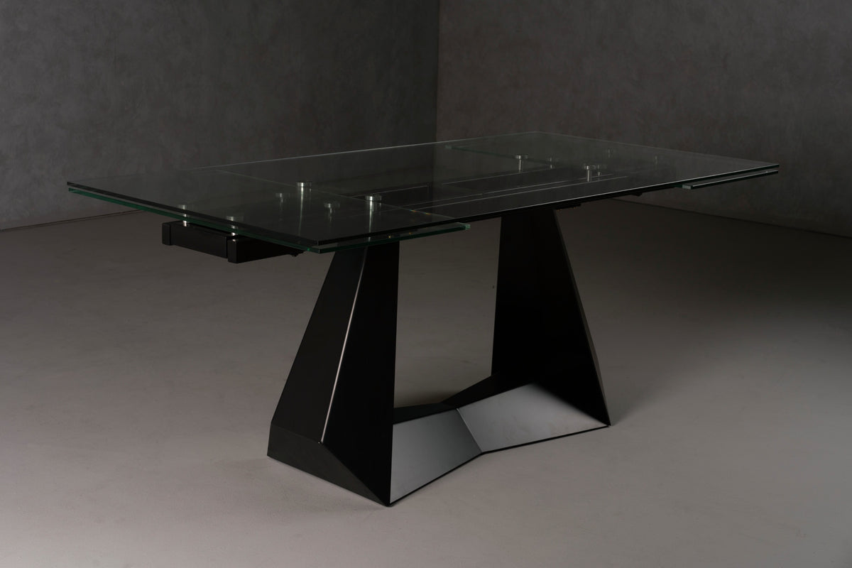 Maroney - Modern Black and Glass Extendable 70.5"/106" Dining Table by VIG Furniture - View 2