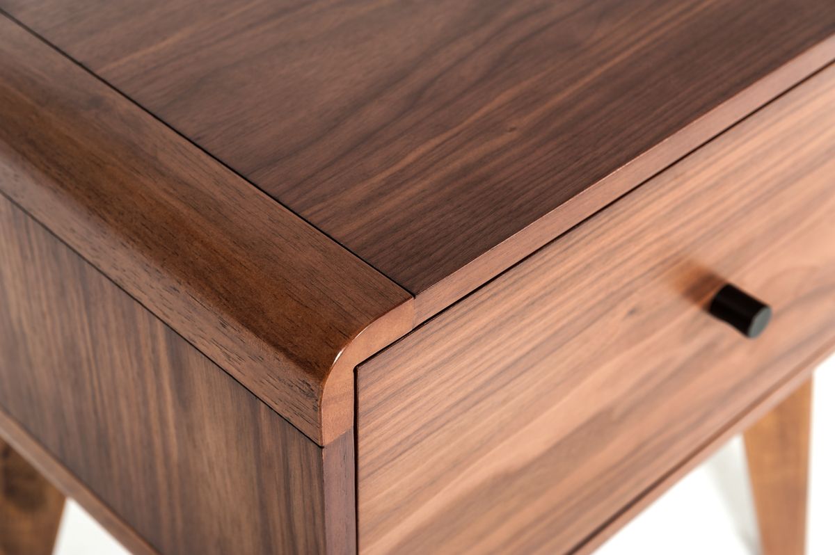 Eastern King Carmen + Marshall Mid-Century Modern Walnut Bed + Nightstands Set