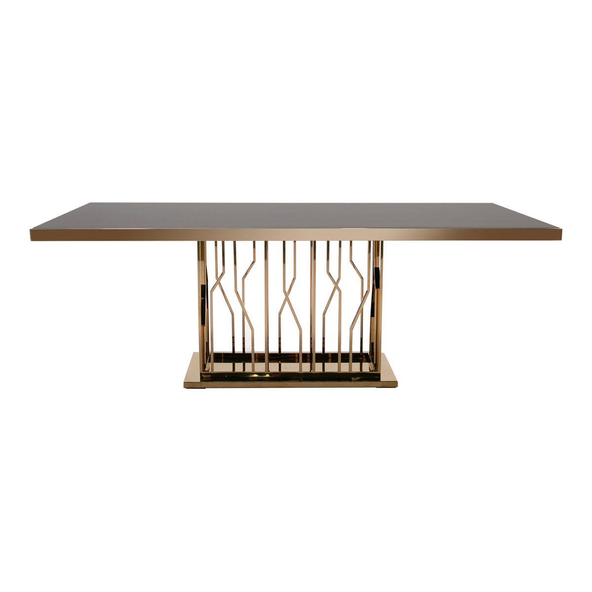 Marston Modern Black Glass & Rosegold Dining Table by VIG Furniture - View 1