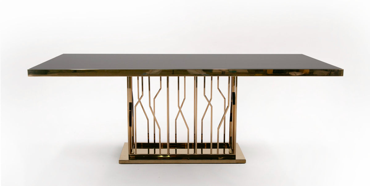 Marston Modern Black Glass & Rosegold Dining Table by VIG Furniture - View 6