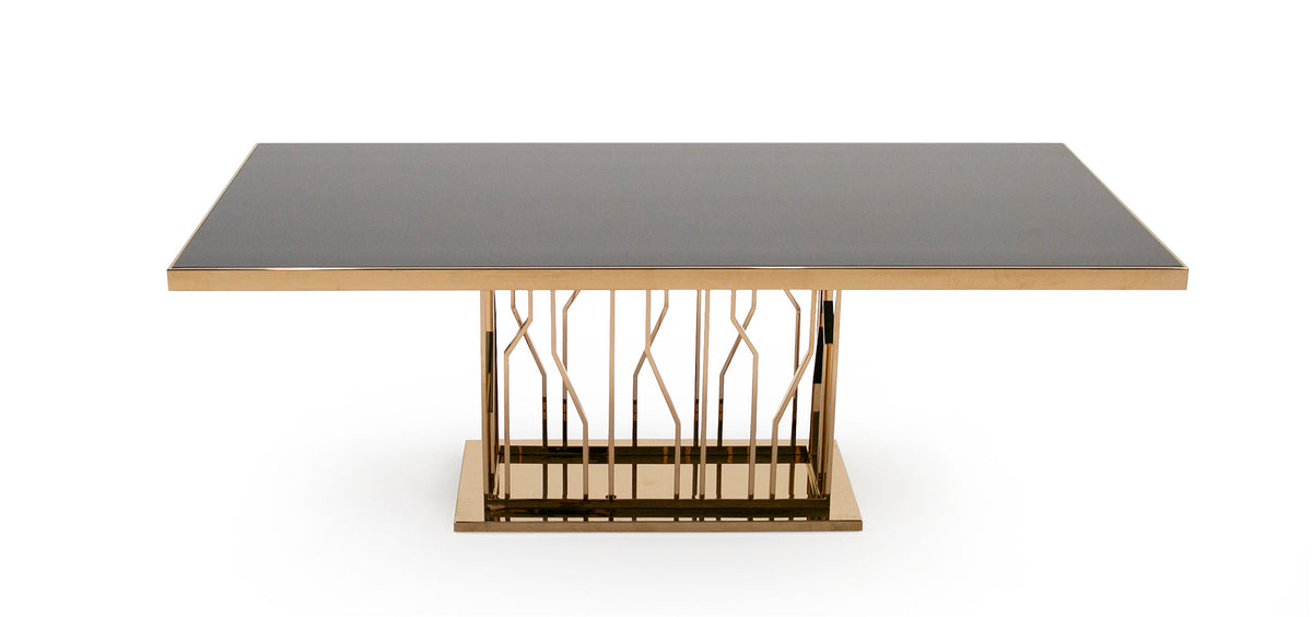 Marston Modern Black Glass & Rosegold Dining Table by VIG Furniture - View 7