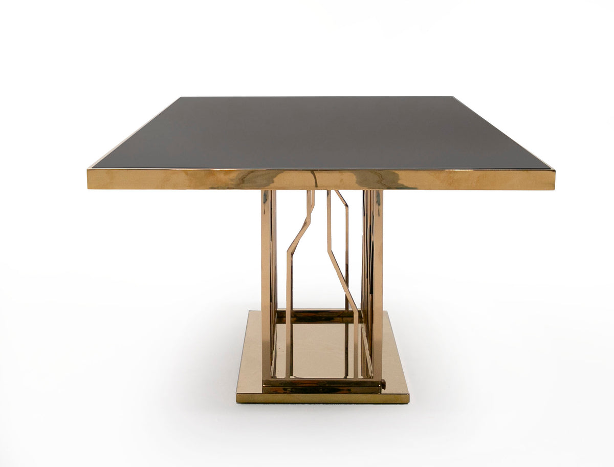 Marston Modern Black Glass & Rosegold Dining Table by VIG Furniture - View 8
