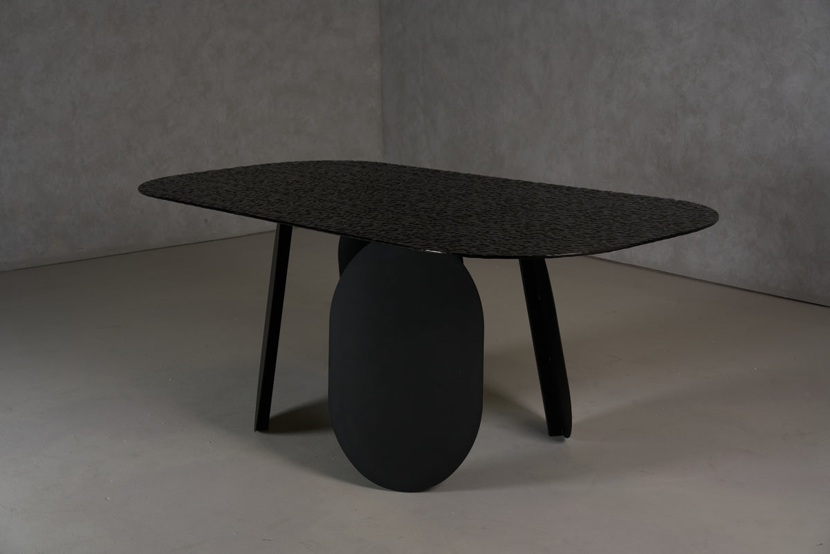 Maxine - Modern Hammered Grey Glass Rectangular Dining Table by VIG Furniture - View 7