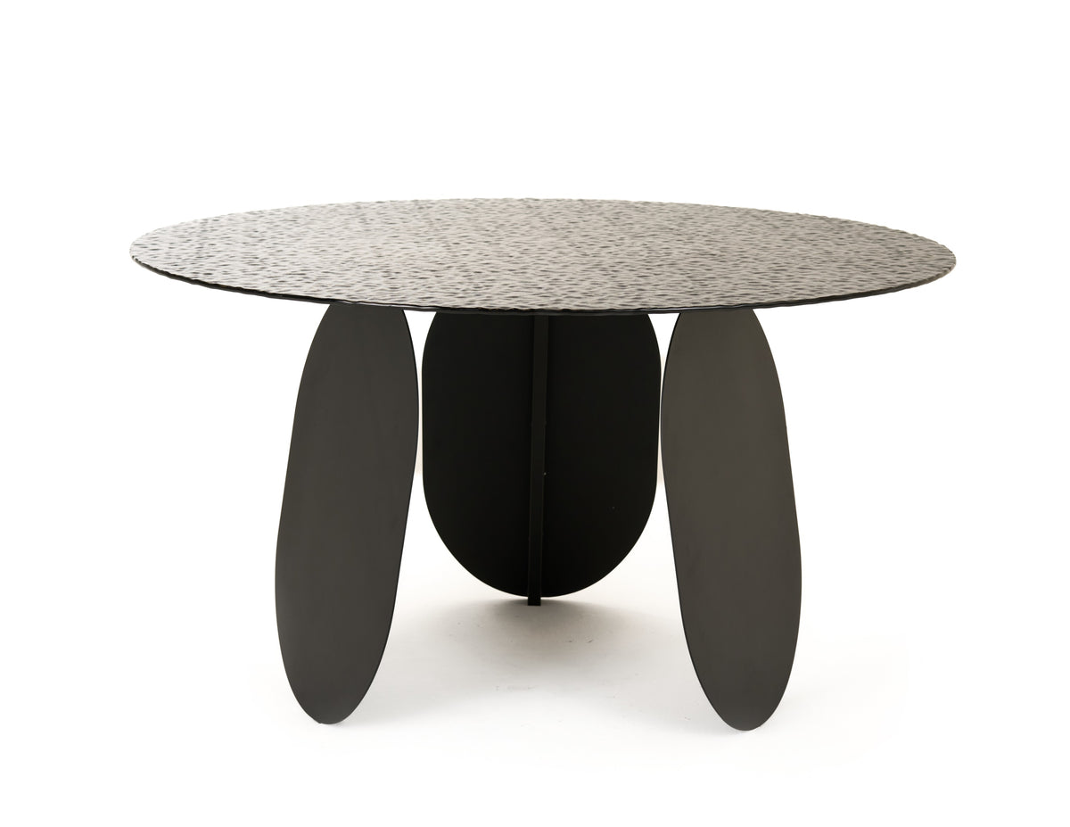 Maxine - Modern Hammered Grey Glass Round Dining Table by VIG Furniture - View 3
