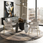 Maxine - Modern Hammered Grey Glass Round Dining Table by VIG Furniture - View 7