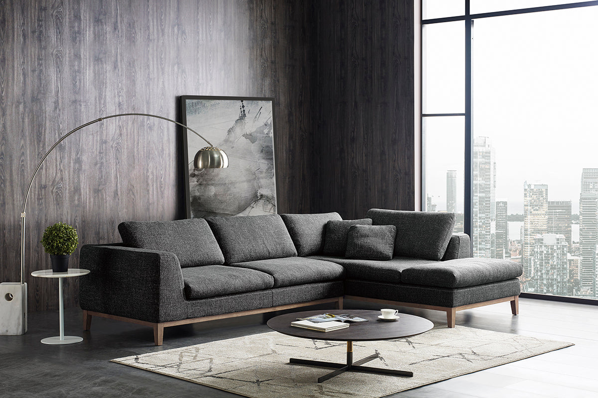 Hickman - Modern Dark Grey Fabric Right Facing Sectional Sofa by VIG Furniture - View 4
