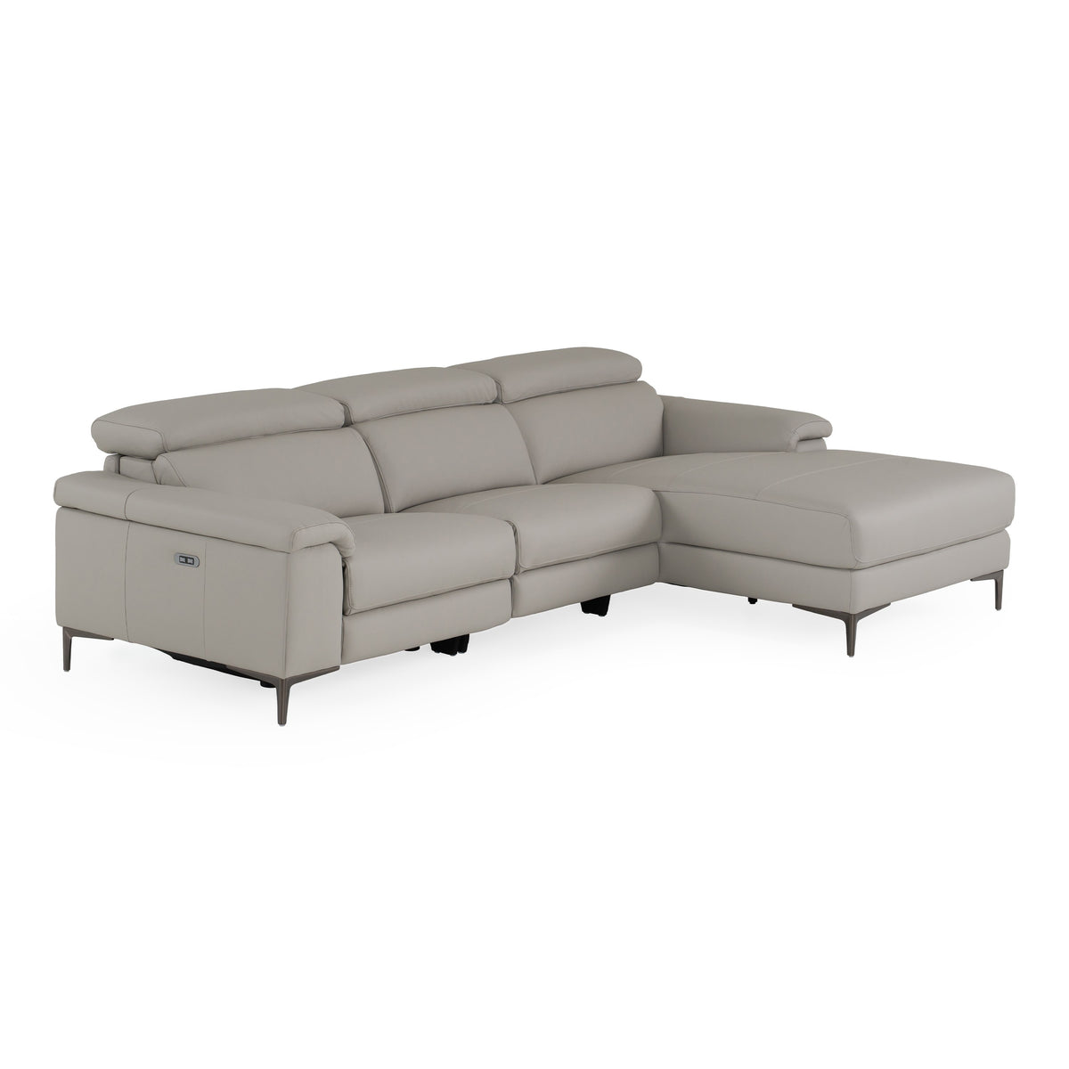 Meidas - Modern Light Grey Leather Sectional Sofa + 2 Recliners - Right Facing Chaise by VIG Furniture - View 9