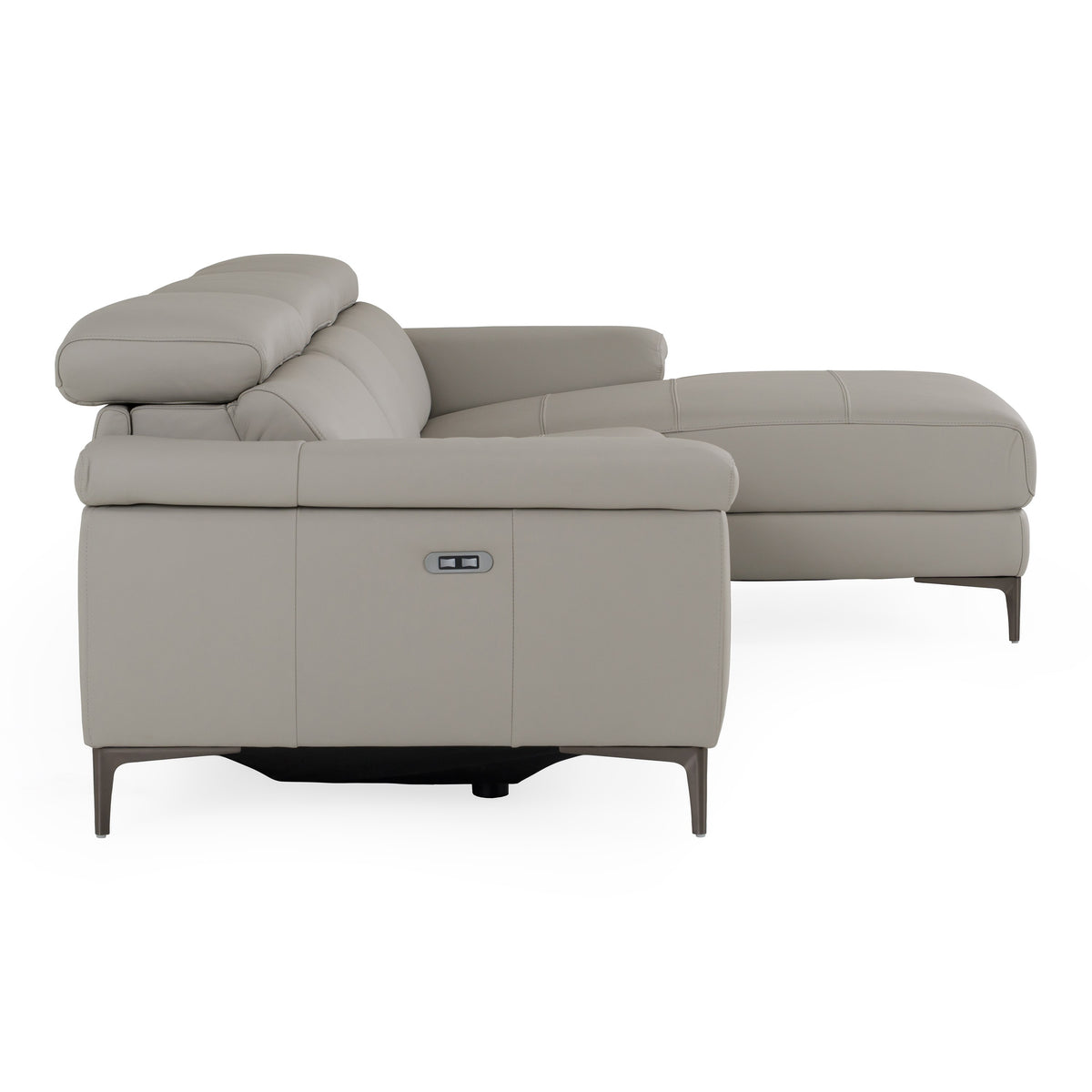 Meidas - Modern Light Grey Leather Sectional Sofa + 2 Recliners - Right Facing Chaise by VIG Furniture - View 10
