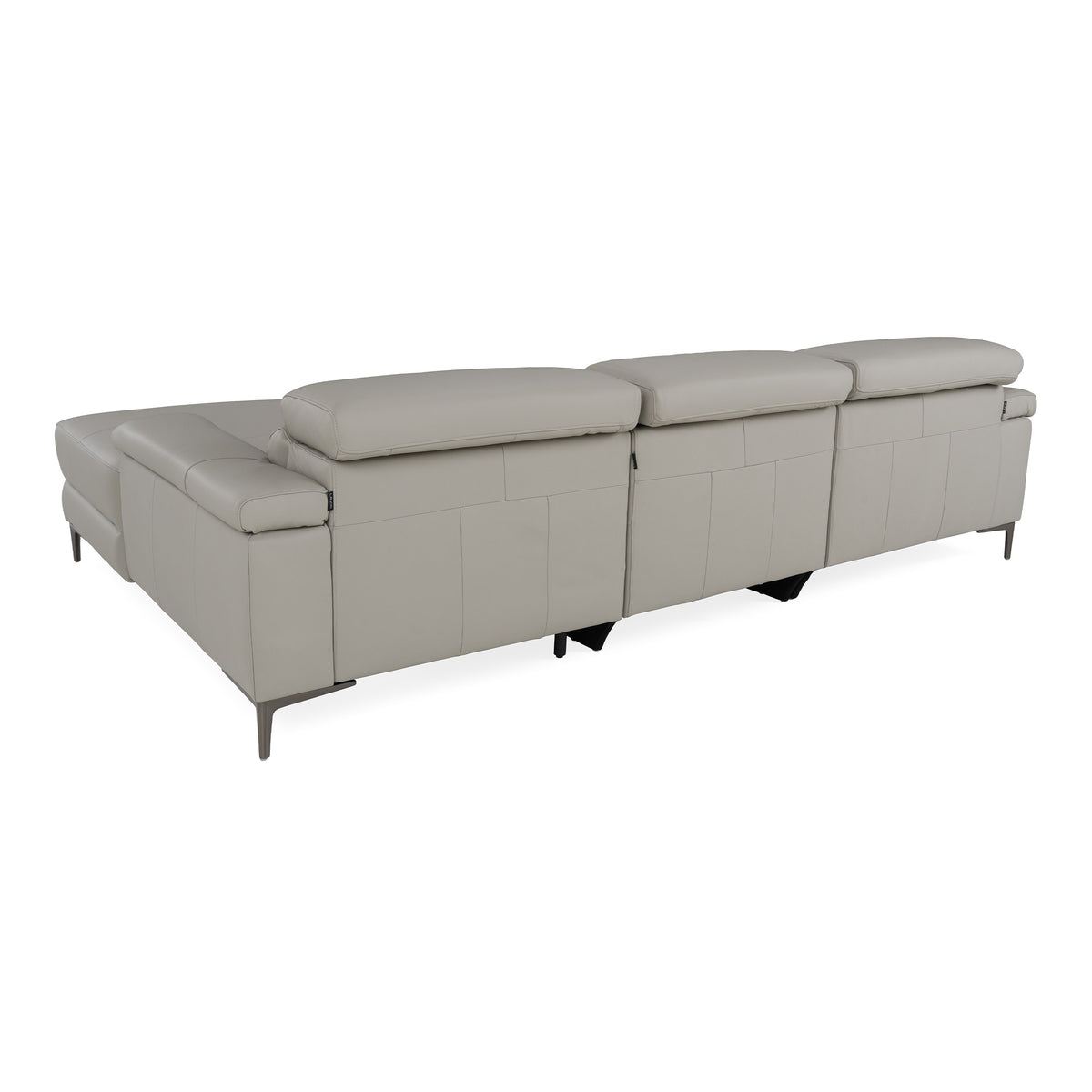 Meidas - Modern Light Grey Leather Sectional Sofa + 2 Recliners - Right Facing Chaise by VIG Furniture - View 11