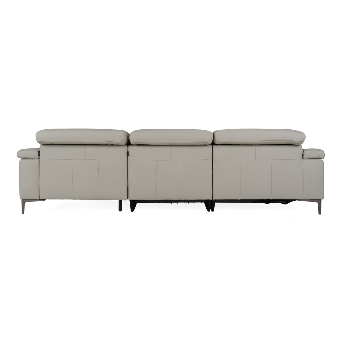 Meidas - Modern Light Grey Leather Sectional Sofa + 2 Recliners - Right Facing Chaise by VIG Furniture - View 12