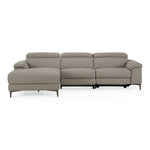 Meidas - Modern Light Grey Leather Sectional Sofa + 2 Recliners - Left Facing Chaise by VIG Furniture - View 1