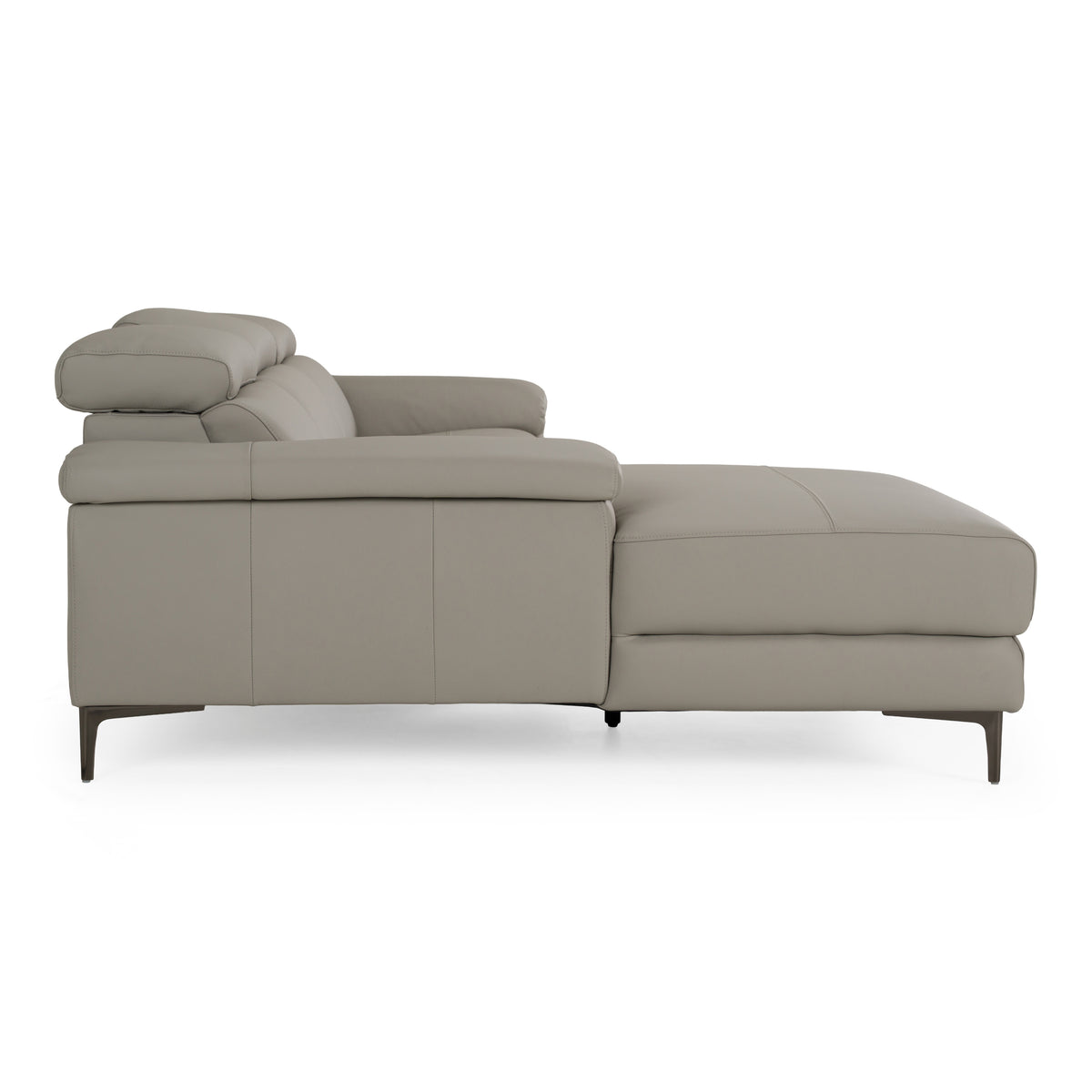 Meidas - Modern Light Grey Leather Sectional Sofa + 2 Recliners - Left Facing Chaise by VIG Furniture - View 5