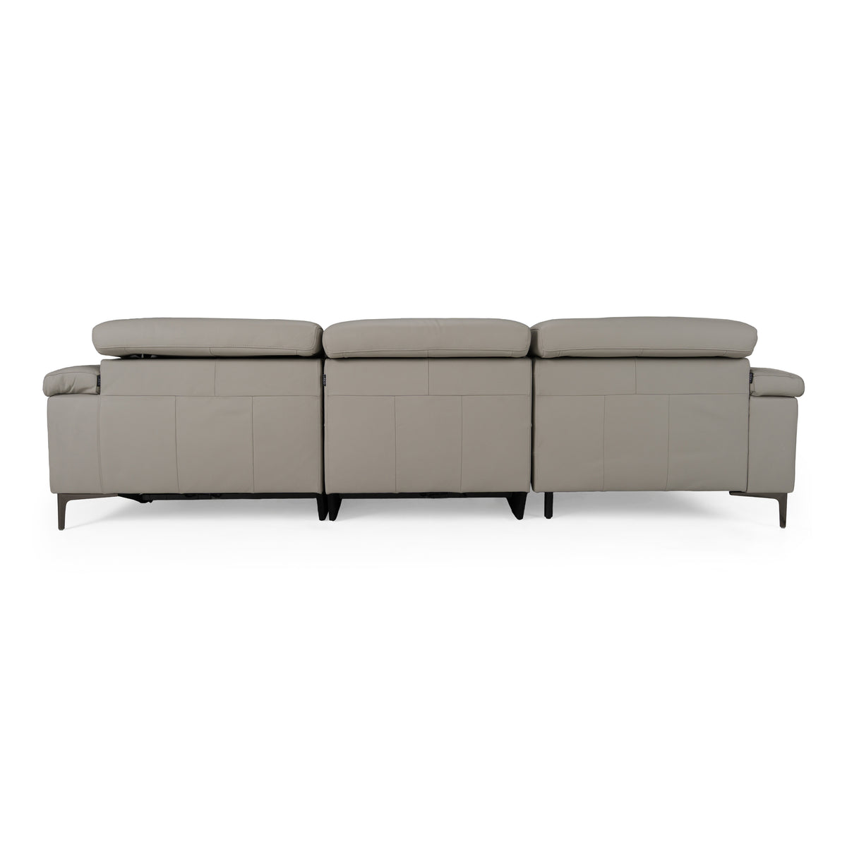 Meidas - Modern Light Grey Leather Sectional Sofa + 2 Recliners - Left Facing Chaise by VIG Furniture - View 6