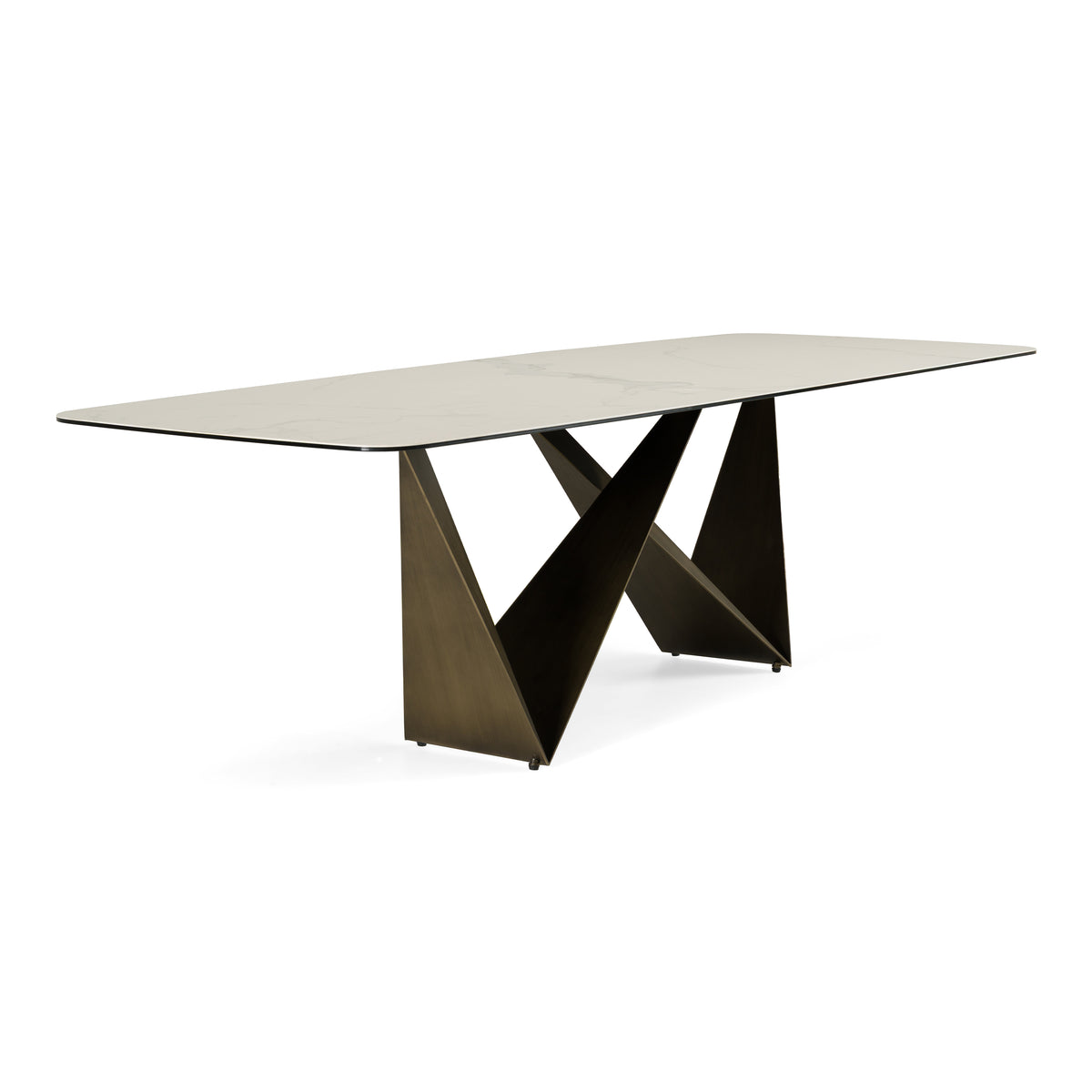 Melanie - Modern White Ceramic & Brushed Brown Dining Table by VIG Furniture - View 4