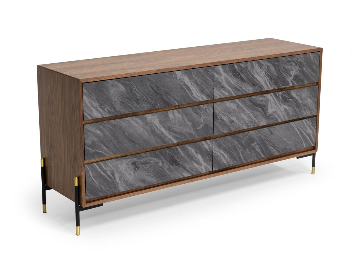 Metcalf - Mid-Century Walnut & Grey Dresser by VIG Furniture - View 2