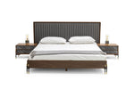 Queen Metcalf - Mid-Century Walnut & Grey Bed w/ Two Nightstands by VIG Furniture - View 1