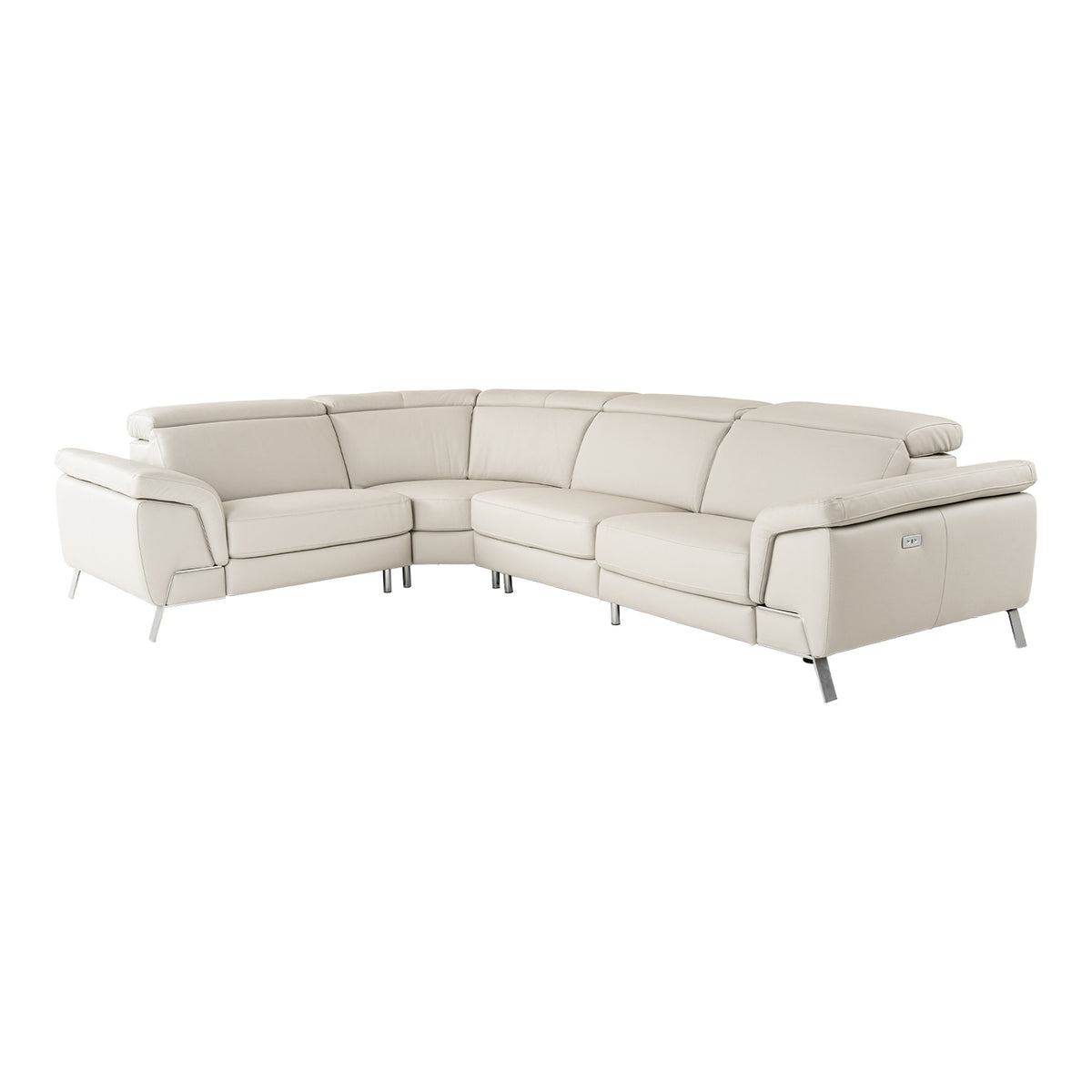 Mini Wonder - Italian Modern Grey Leather Sectional Sofa with Right Facing Recliner by VIG Furniture - View 1