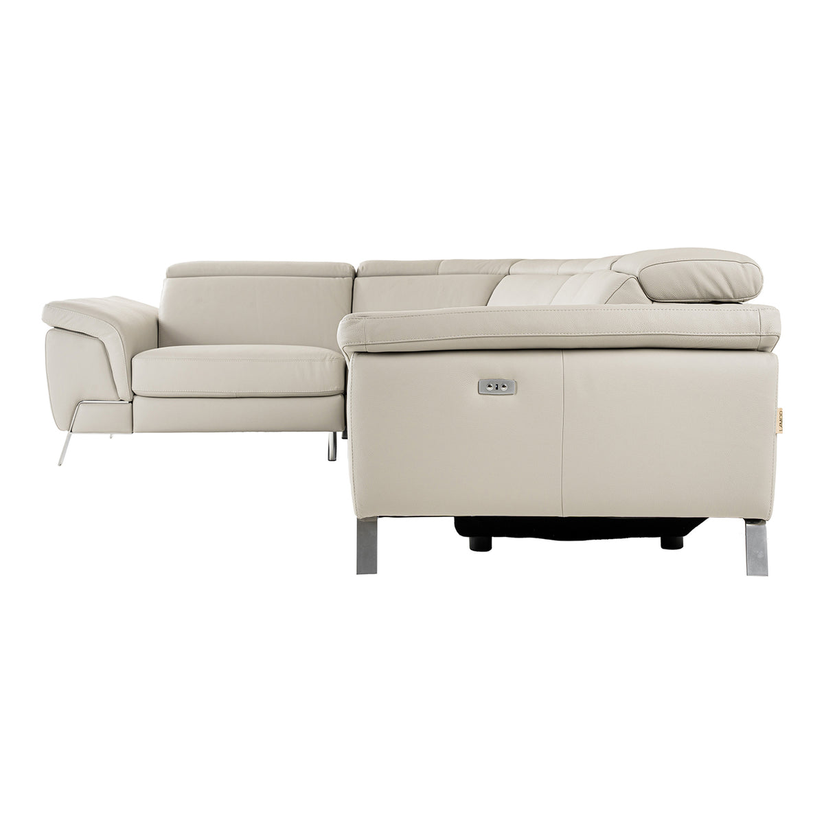 Mini Wonder - Italian Modern Grey Leather Sectional Sofa with Right Facing Recliner by VIG Furniture - View 10