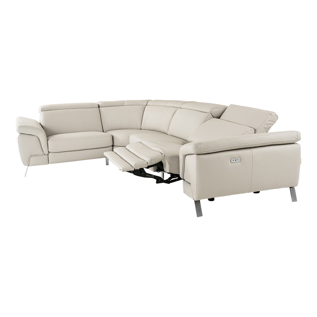 Mini Wonder - Italian Modern Grey Leather Sectional Sofa with Right Facing Recliner by VIG Furniture - View 12