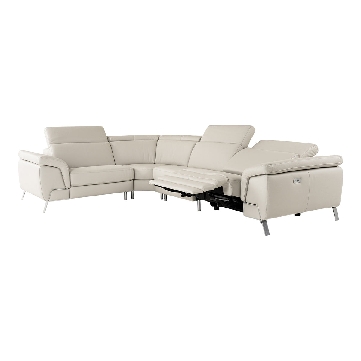 Mini Wonder - Italian Modern Grey Leather Sectional Sofa with Right Facing Recliner by VIG Furniture - View 13