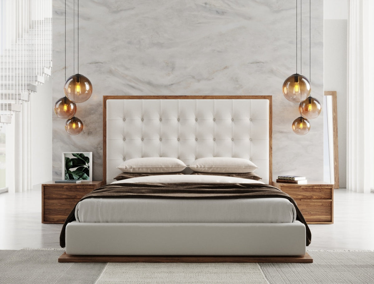 Amberlie - White Vegan Leather & Walnut Bed by VIG Furniture - View 4
