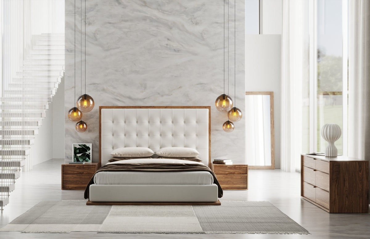 Amberlie - White Vegan Leather & Walnut Bed by VIG Furniture - View 6