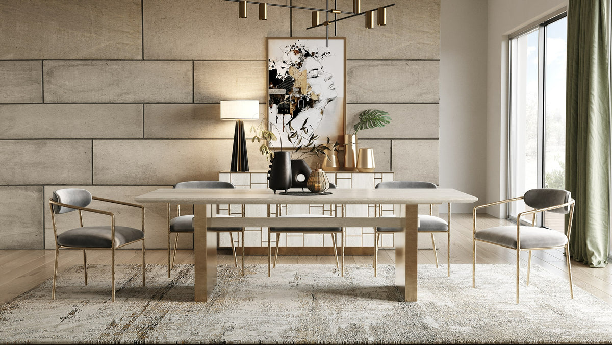 Angus - Modern Cream Ash + Gold Dining Table by VIG Furniture - View 2