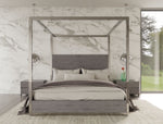 Queen Arlene Modern Grey Elm & Stainless Steel Bedroom Set