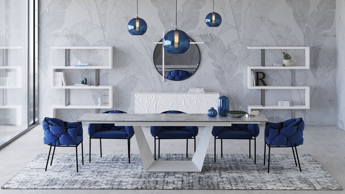 Baldwin - Modern White Ceramic Extendable Dining Table by VIG Furniture - View 6