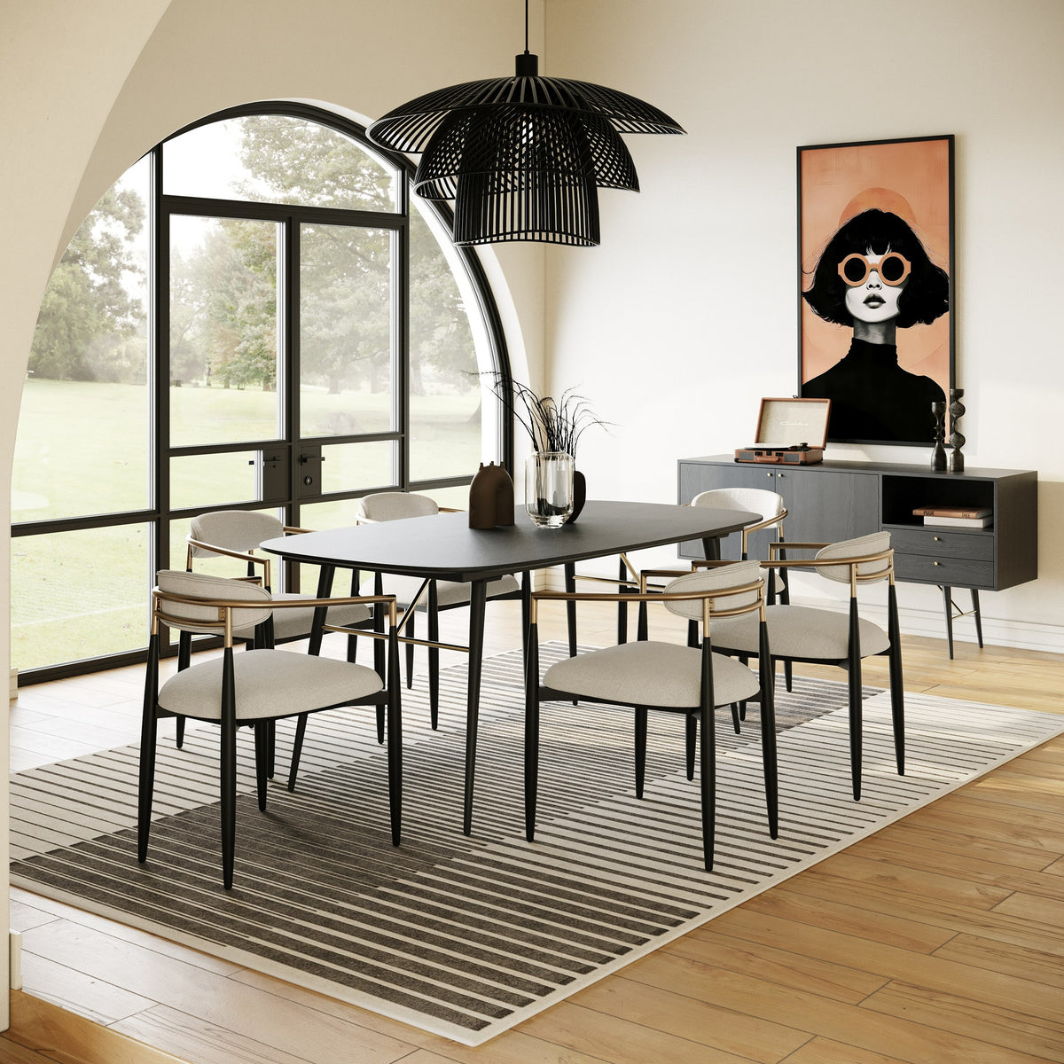 Billy Modern Black Oak & Gold Extendable Dining Table by VIG Furniture - View 10