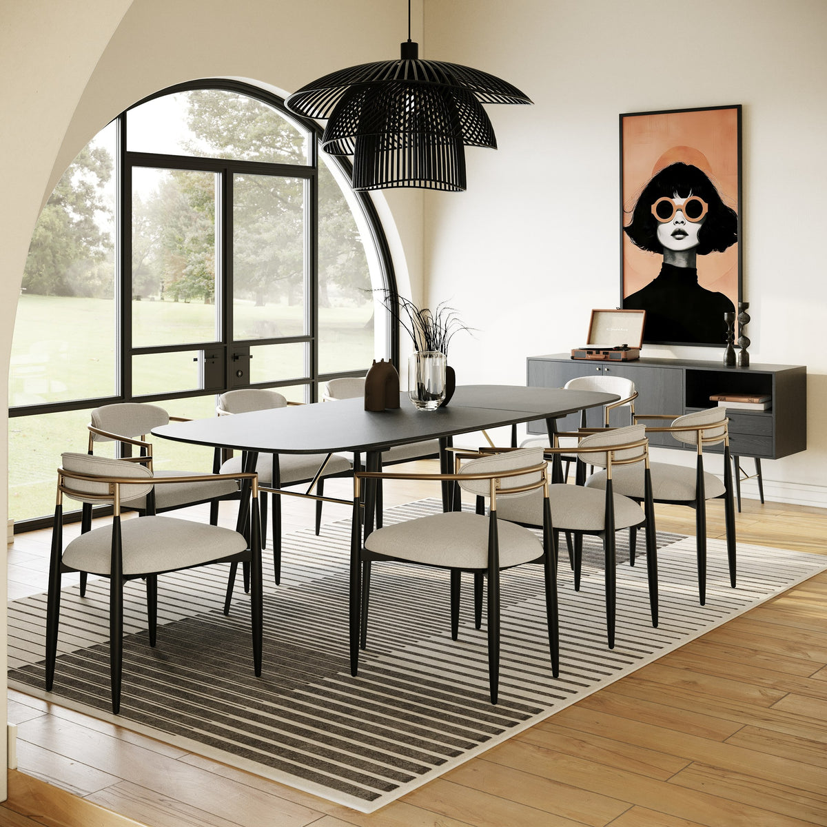 Billy Modern Black Oak & Gold Extendable Dining Table by VIG Furniture - View 12