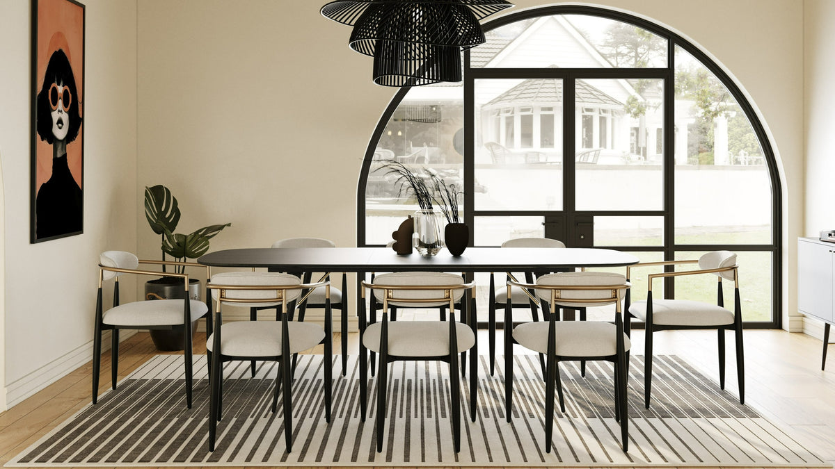 Billy Modern Black Oak & Gold Extendable Dining Table by VIG Furniture - View 11