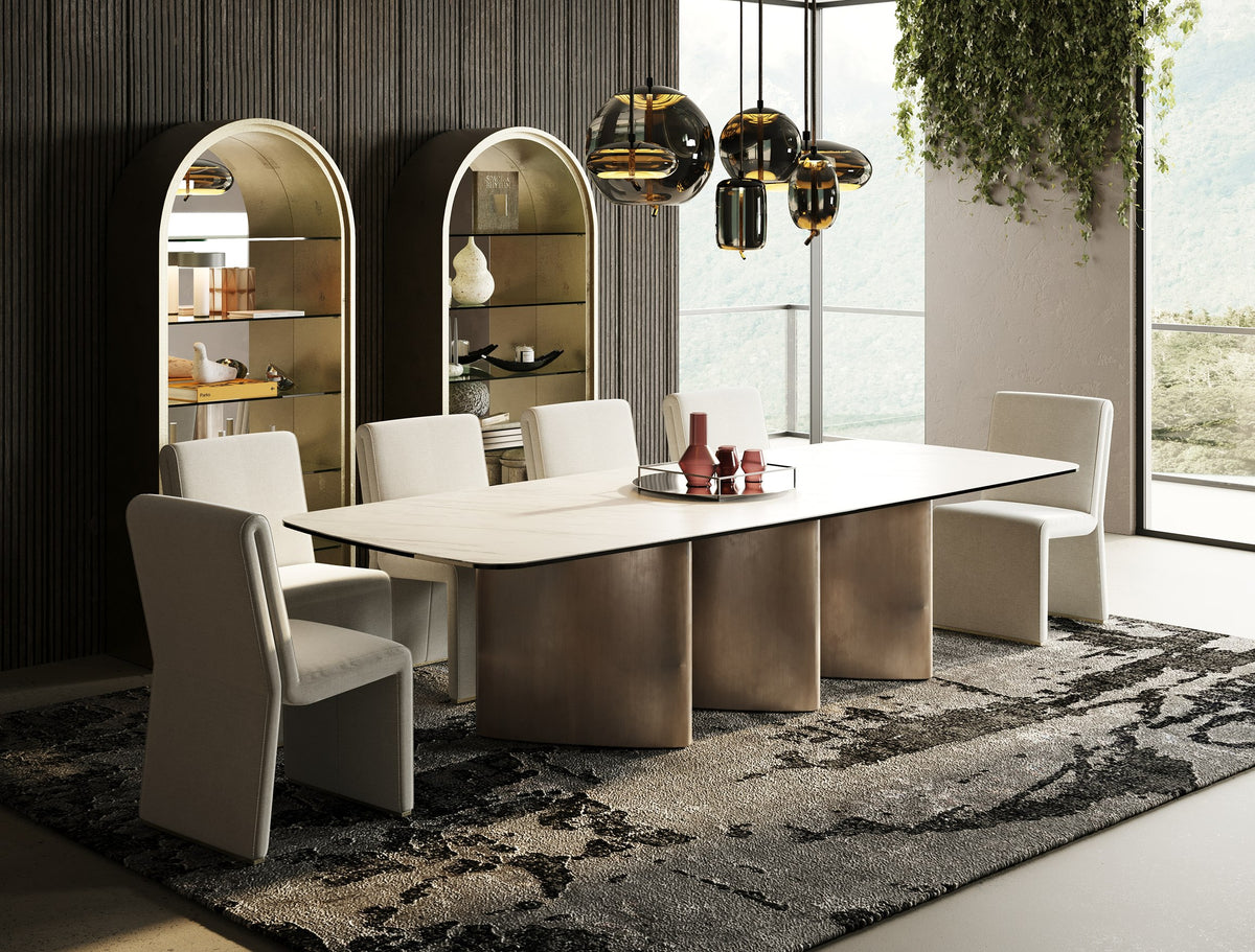 Bounty - Modern White Ceramic + Antique Brass Dining Table by VIG Furniture - View 7