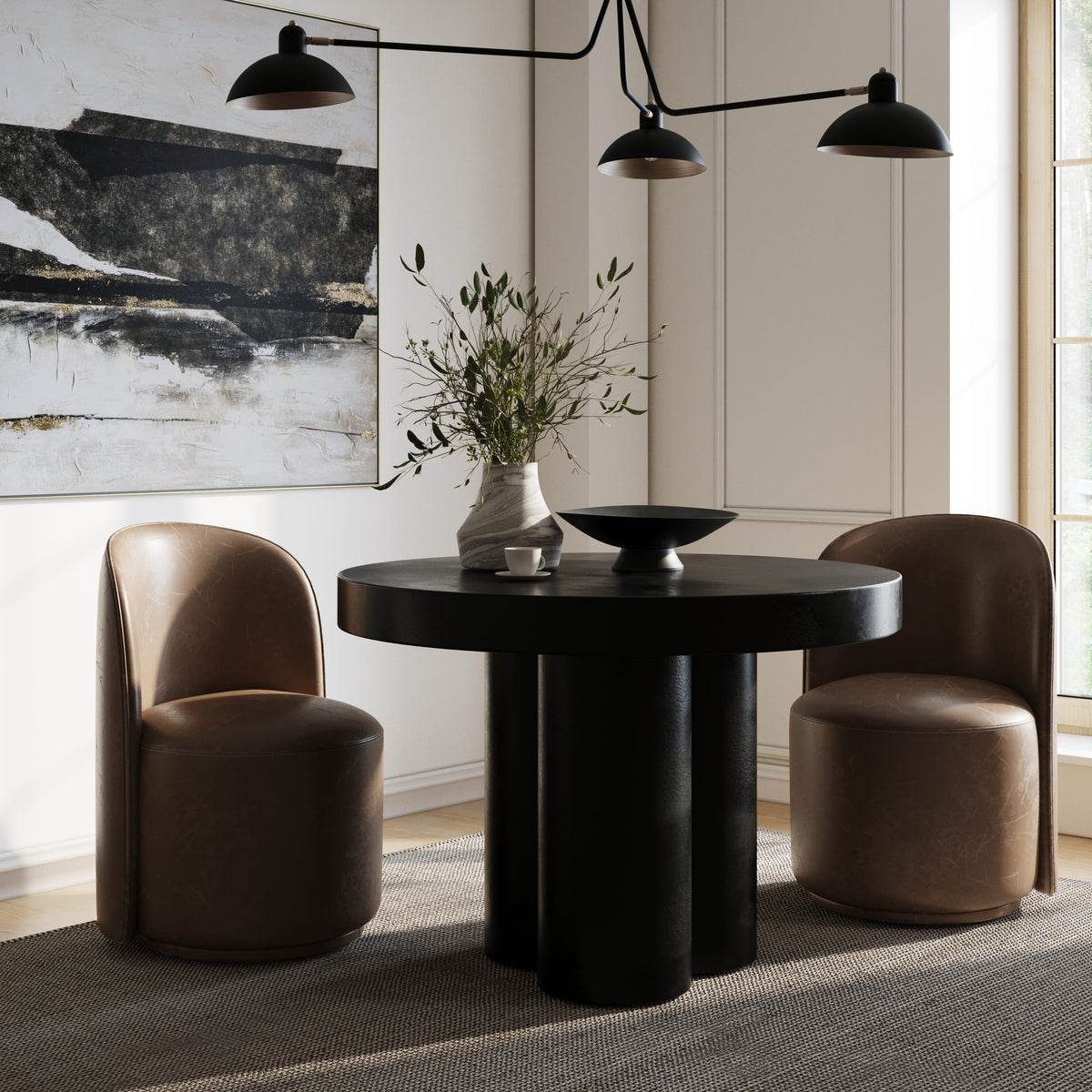 Bruni - Modern Black Concrete Round Dining Table by VIG Furniture - View 2