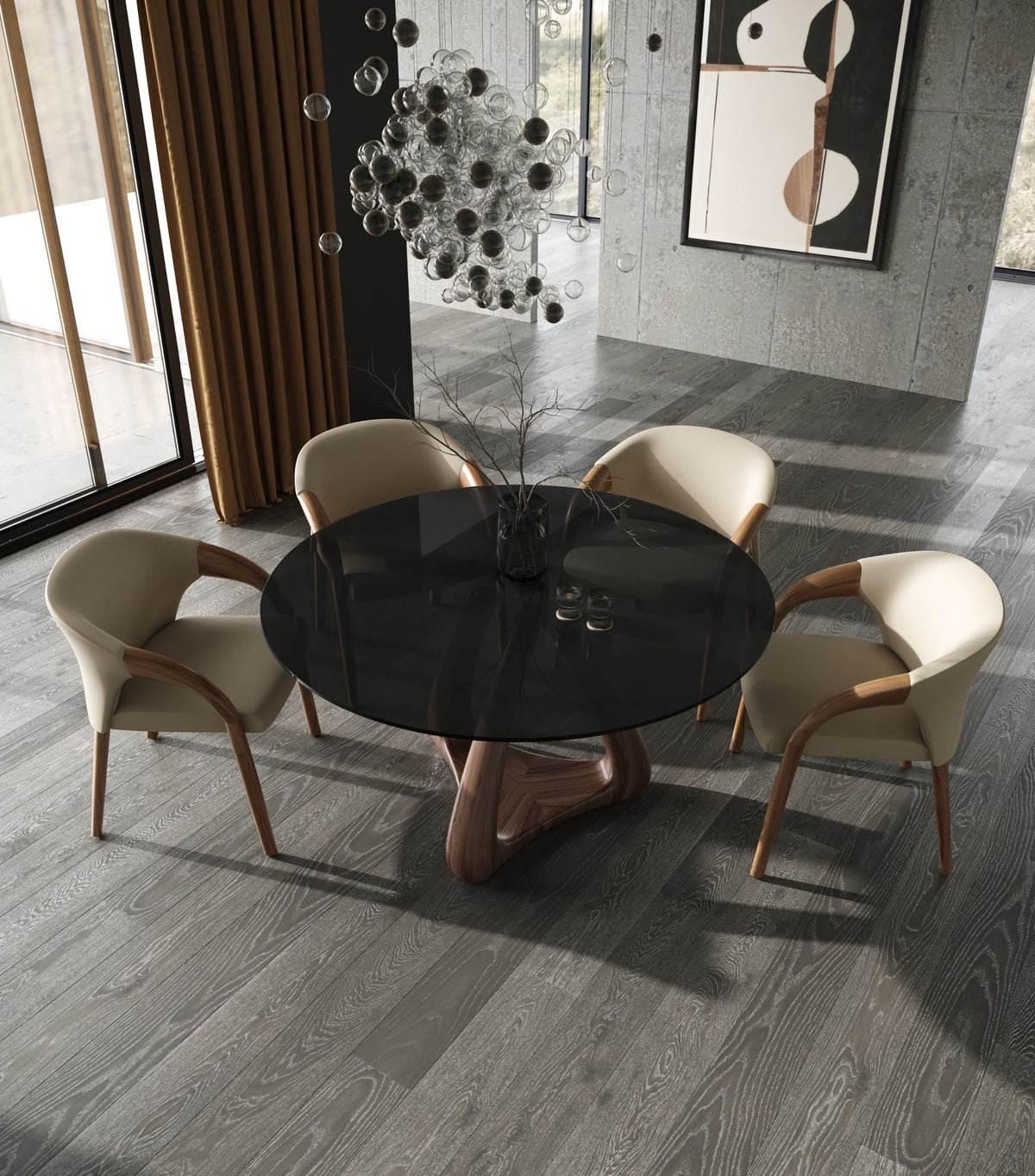 Wynetta Mid-Century Modern Grey Vegan Leather + Walnut Dining Chair by VIG Furniture - View 3