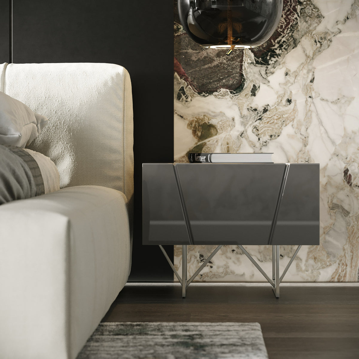 Chrysler Modern Grey Nightstand by VIG Furniture - View 3