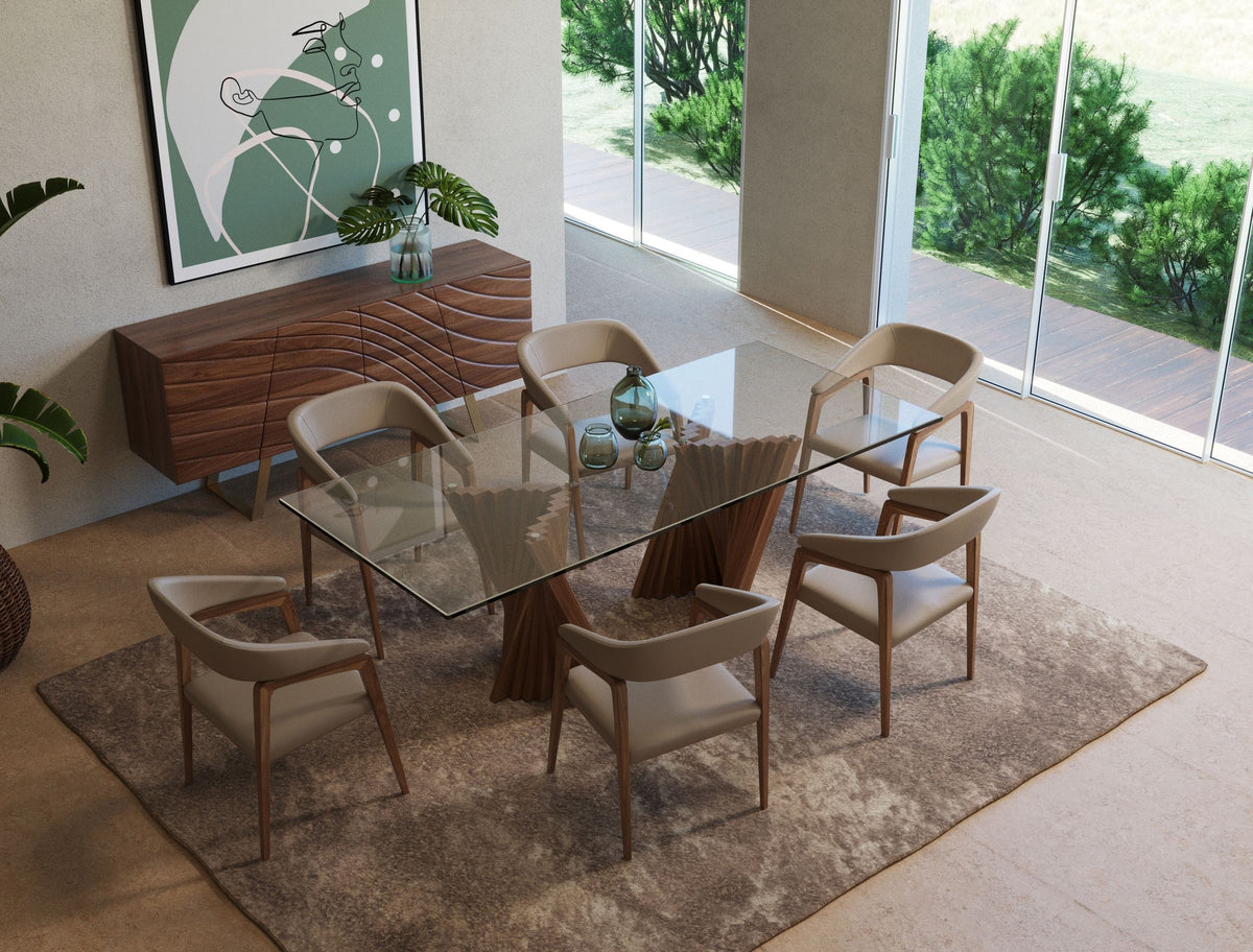 Corbin Mid-Century Walnut & Glass Dining Table by VIG Furniture - View 2