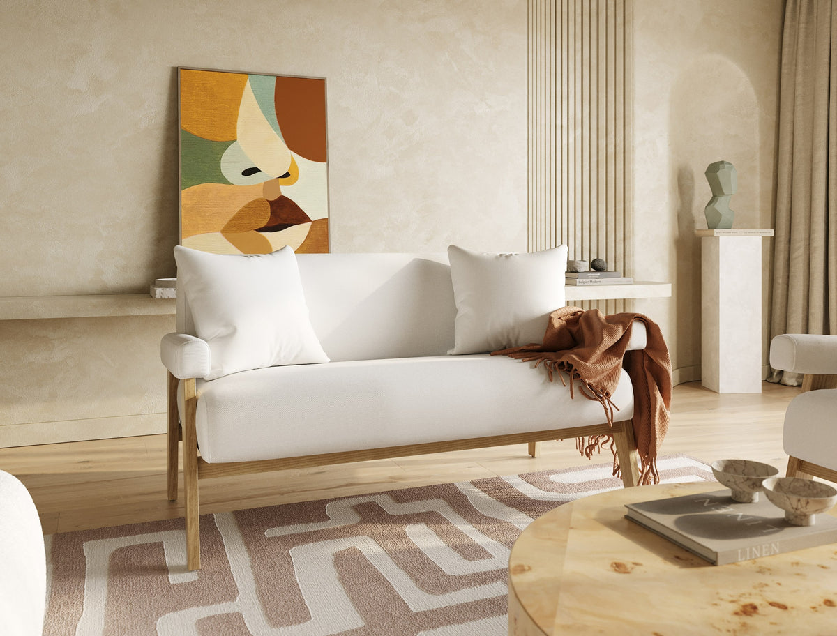 Cynthia - Modern White Fabric + Wood Loveseat by VIG Furniture - View 5