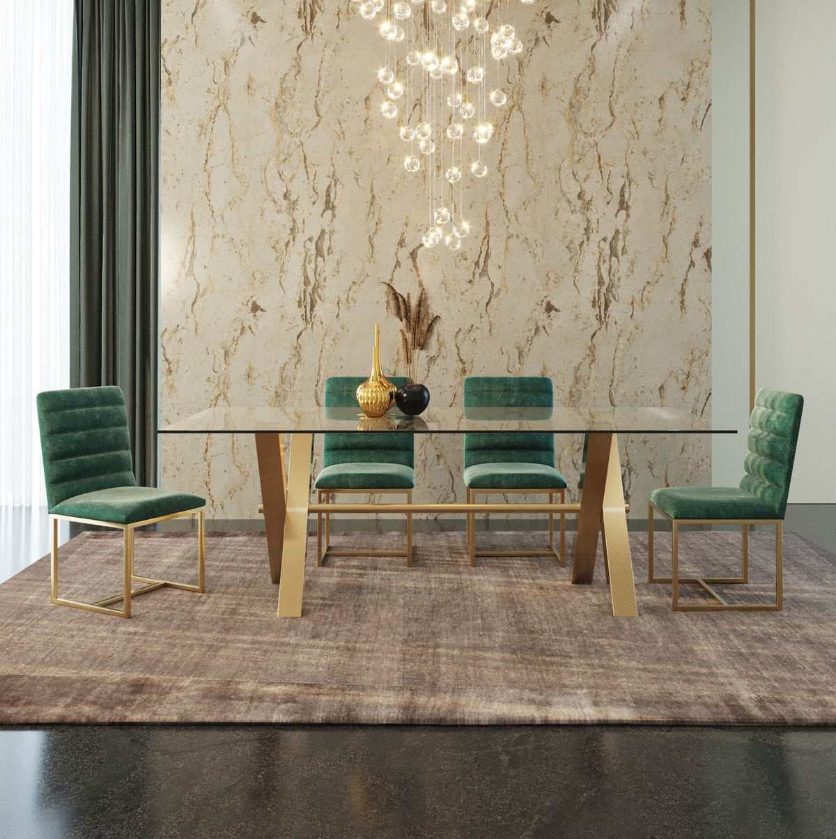Dandy - Modern Golden & Glass Dining Table by VIG Furniture - View 3